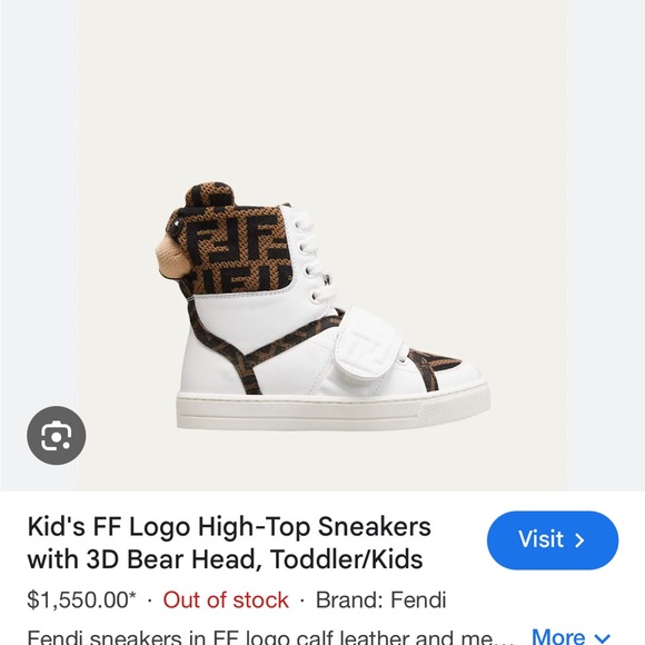 Fendi Kids Black and Brown Bear Sneakers - Picture 2 of 2